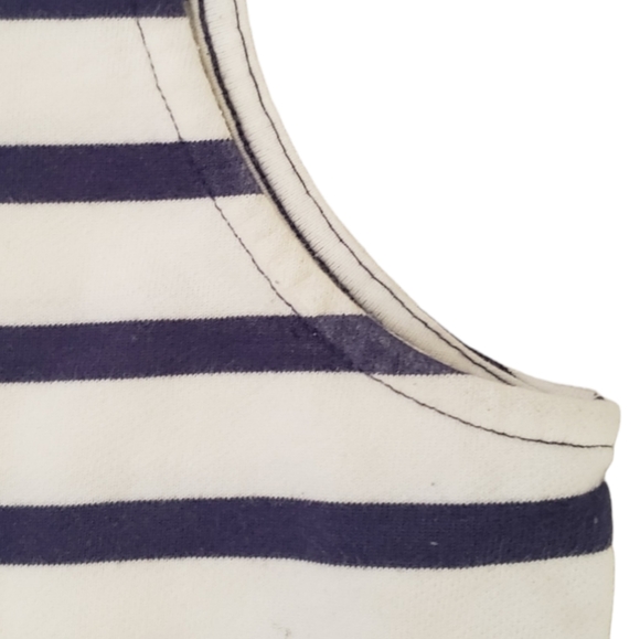 LOFT Beach navy blue off-white drawstring waist cuffed romper M - Picture 5 of 7